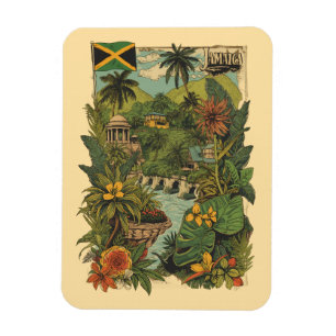 Ímã Ilustração de viagem para Jamaica em estilo retrô