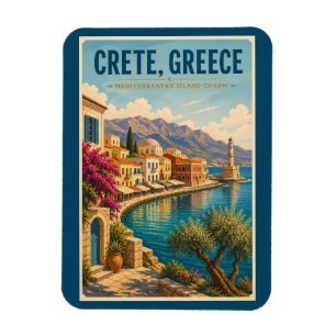 Ímã Ilustração de viagem vintage Creta Grécia