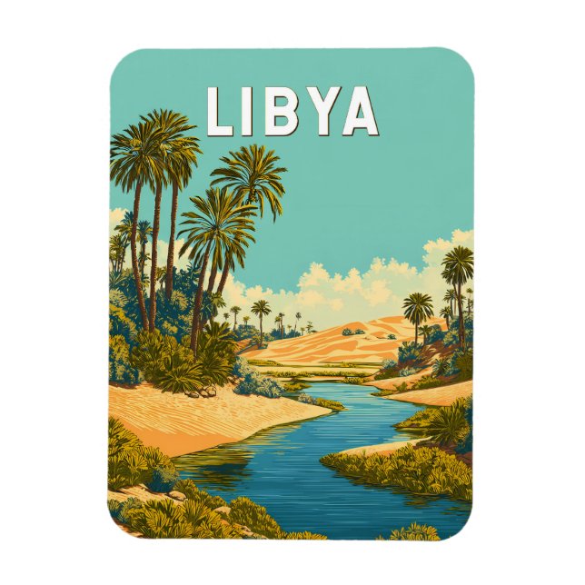 Ímã Ilustração de viagem vintage da Líbia (Vertical)