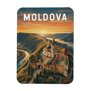 Ímã Ilustração de viagem vintage da Moldávia