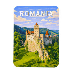 Ímã Ilustração de viagem vintage da Romênia