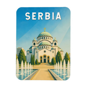 Ímã Ilustração de viagem vintage da Sérvia