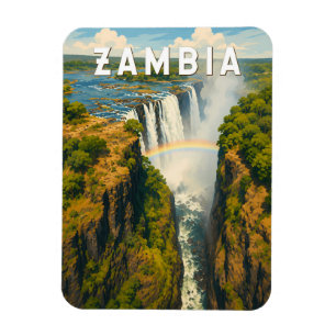 Ímã Ilustração de viagem vintage da Zâmbia