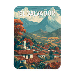 Ímã Ilustração de viagem vintage de El Salvador
