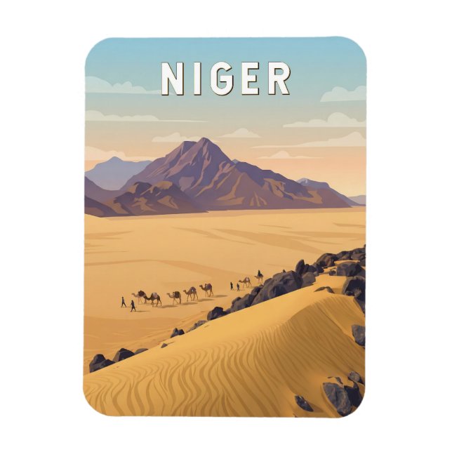 Ímã Ilustração de viagem vintage do Níger (Vertical)