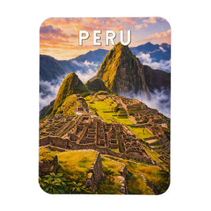 Ímã Ilustração de viagem vintage do Peru