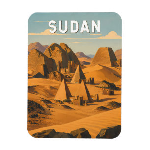 Ímã Ilustração de viagem vintage do Sudão