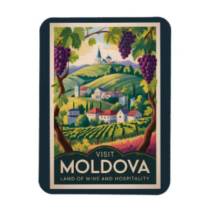 Ímã Ilustração de Vinícola da Moldávia Viagem Arte Vin