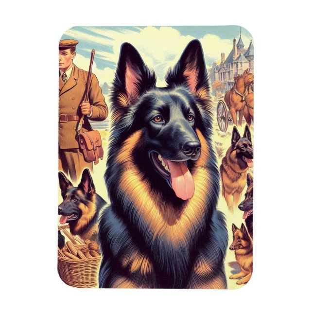 Ímã Ilustração de Vintage Belga Tervuren (Vertical)