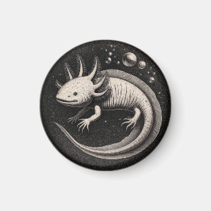 Imã Ilustração de Vintagem Axolotl
