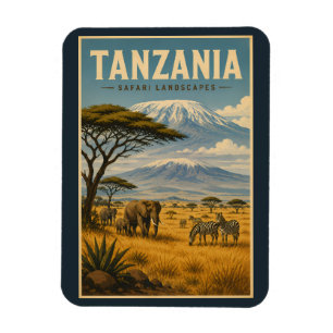 Ímã Ilustração de Zebra de Safári na Tanzânia Arte de