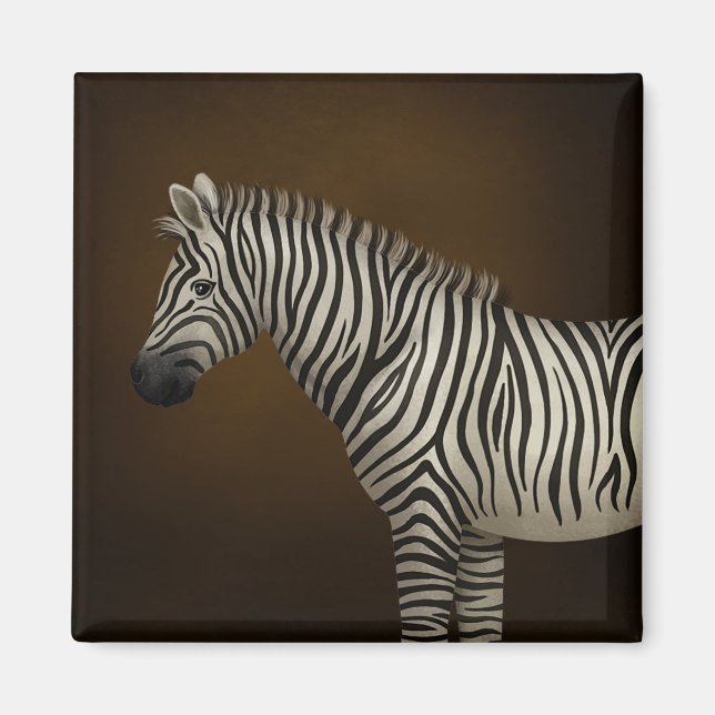 Imã Ilustração de Zebra Vida Selvagem Exótica (Frente)