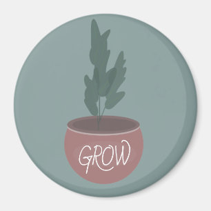 Imã Ilustração Desenhada à Mão de Planta em Vaso Cresc