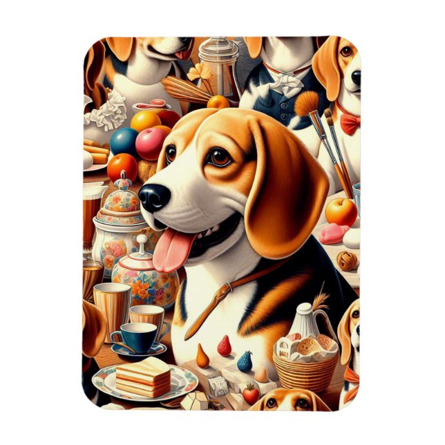 Ímã Ilustração do Beagle do Cute Retroativo (Vertical)