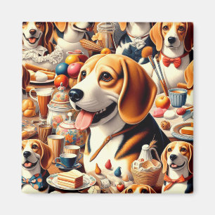 Imã Ilustração do Beagle do Cute Retroativo
