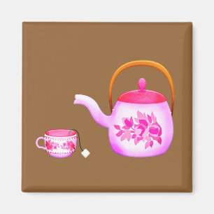 Imã Ilustração do bule de chá Vintage Teacups