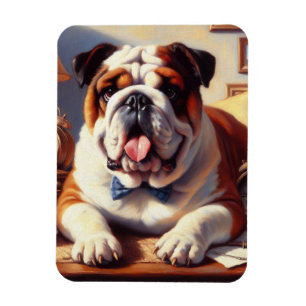Ímã Ilustração do Bulldog Inglês Vintage
