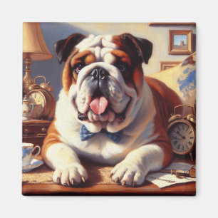 Imã Ilustração do Bulldog Inglês Vintage