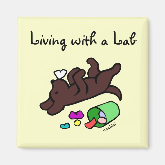 Imã Ilustração do Cartoon de Chocolate Engraçado Labra (Frente)