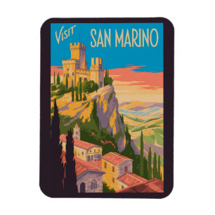Ímã Ilustração do Castelo de São Marinho Viagem Arte V
