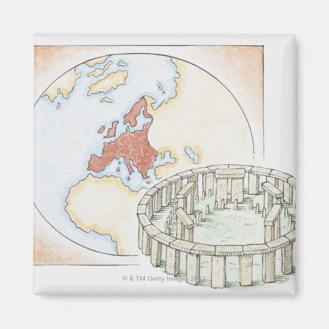 Imã Ilustração do círculo de pedra antiga em frente de (Frente)
