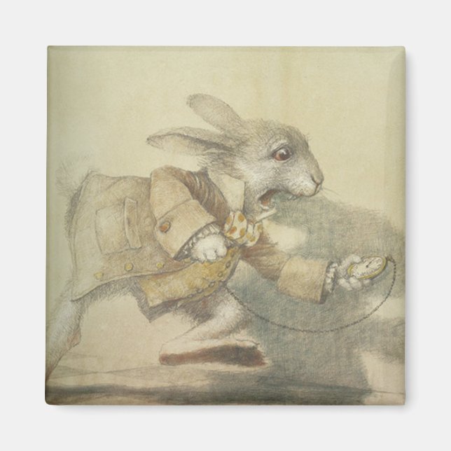 Imã Ilustração do Coelho Branco da Vintage (Frente)