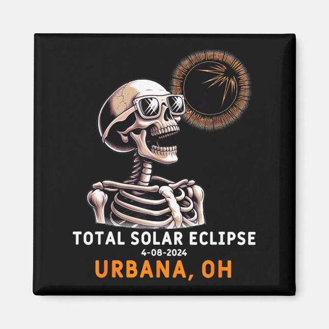 Imã Ilustração do Eclipse Solar Esqueleto Urbana Ohio (Frente)