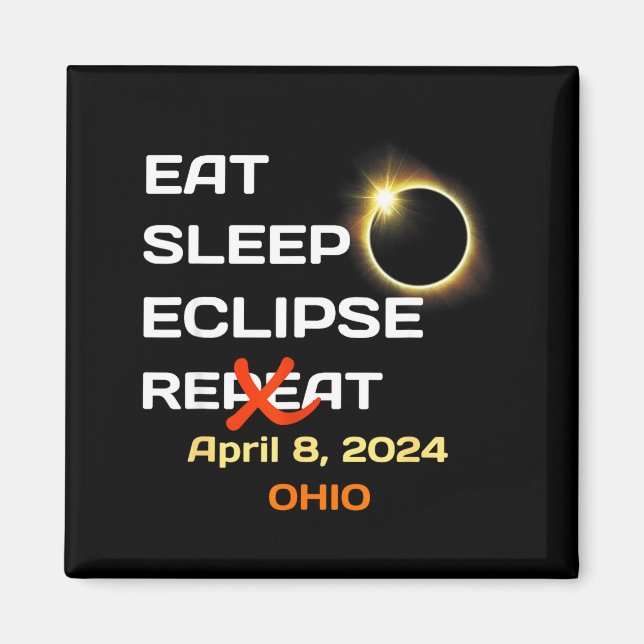 Imã Ilustração do Eclipse Solar Total de Ohio em Abril (Frente)