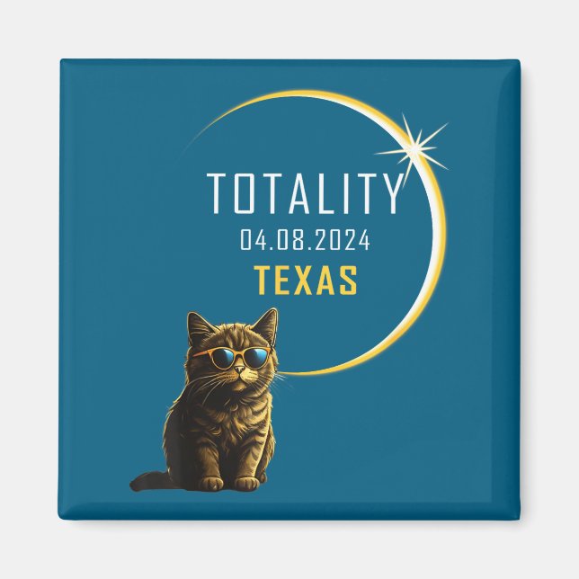 Imã Ilustração do Eclipse Solar Total do Texas com Gat (Frente)