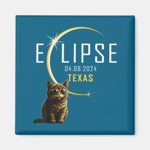 Imã Ilustração do Eclipse Solar Total do Texas em Gato