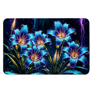 Ímã Ilustração do jardim noturno de flores bioluminesc