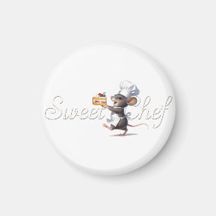 Imã Ilustração do Logotipo do Rato "Chef Doce"