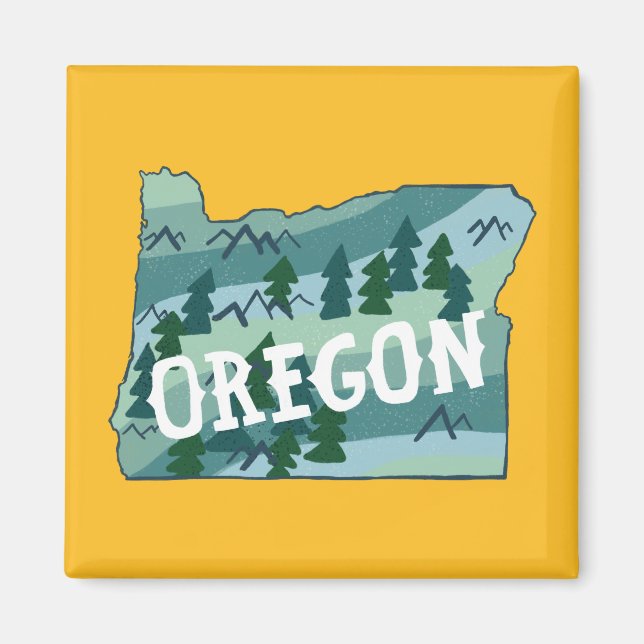 Imã Ilustração do Mapa do Estado do Oregon (Frente)
