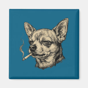 Imã Ilustração do Meme do Chihuahua Fumando Cigarro