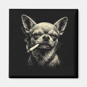 Imã Ilustração do Meme do Chihuahua Fumando Cigarro