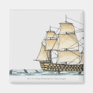 Imã Ilustração do navio de guerra do fim do século