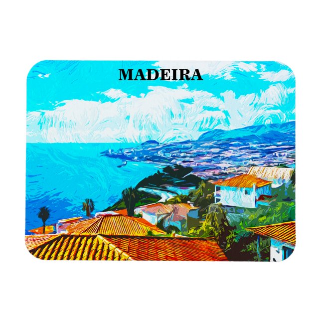 Ímã Ilustração do Panorama de Portugal Madeira (Horizontal)