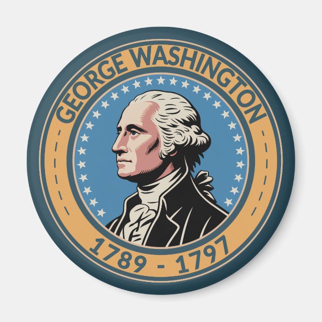 Imã Ilustração do Presidente dos EUA George Washington (Frente)