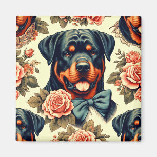 Imã Ilustração do Rottweiler Retro