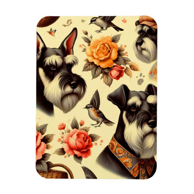 Ímã Ilustração do Schnauzer Cute Retro (Vertical)