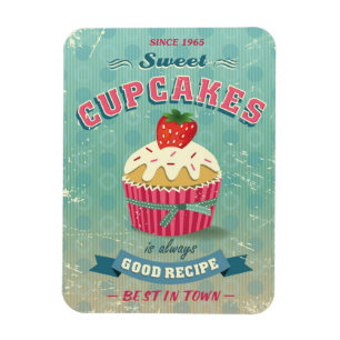 Ímã Ilustração do sinal de cupcakes de safra