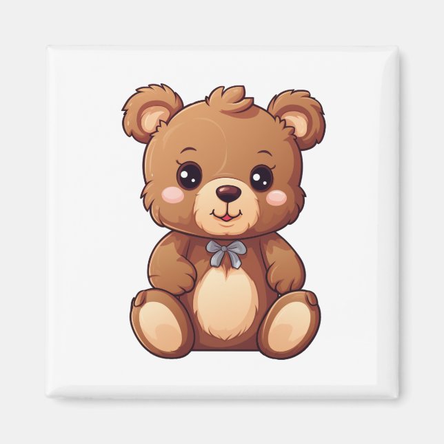 Imã Ilustração do urso de desenho animado (Frente)