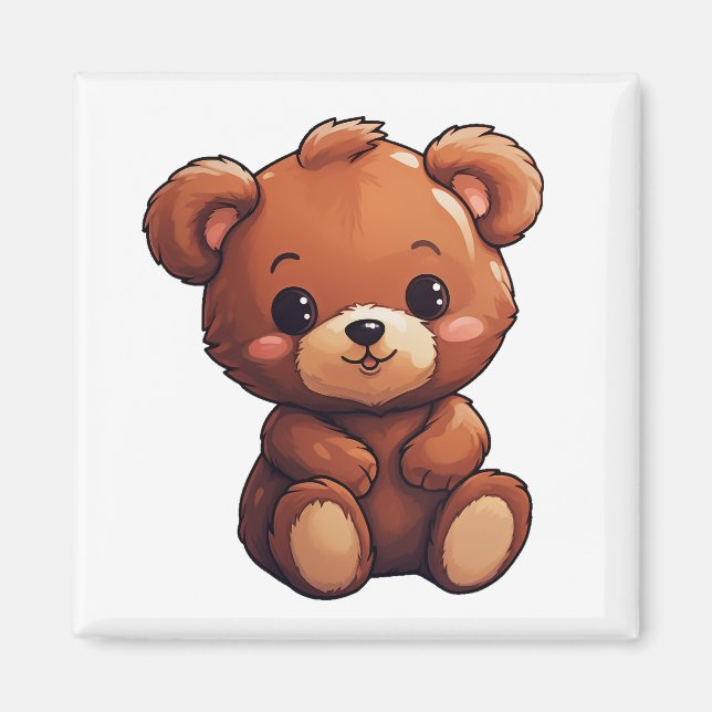 Imã Ilustração do urso de desenho animado (Frente)