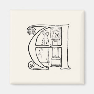 Imã Ilustração do vintage da letra A