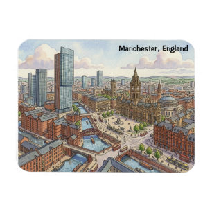 Ímã Ilustração em Aquarela de Manchester Inglaterra