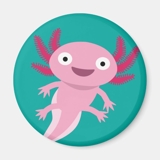 Imã Ilustração Engraçada Axolotl (Frente)