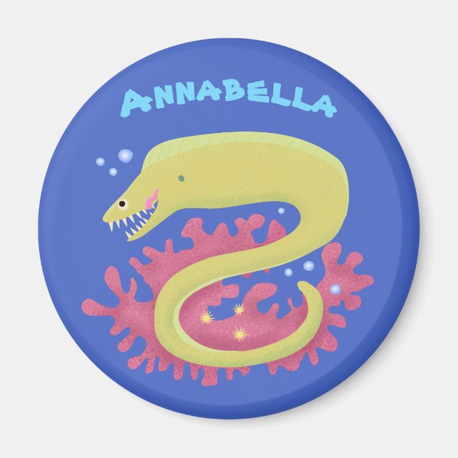 Imã Ilustração engraçada de desenho animado de enguia  (Frente)