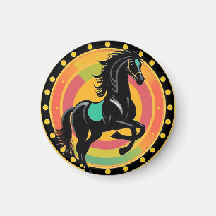 Imã Ilustração Estilizada de um Cavalo Preto