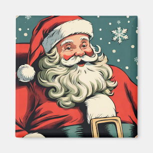 Imã Ilustração Faux Vintage Santa Claus SqM2