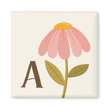 Ilustração Floral de Inicial Monograma Desenhada à